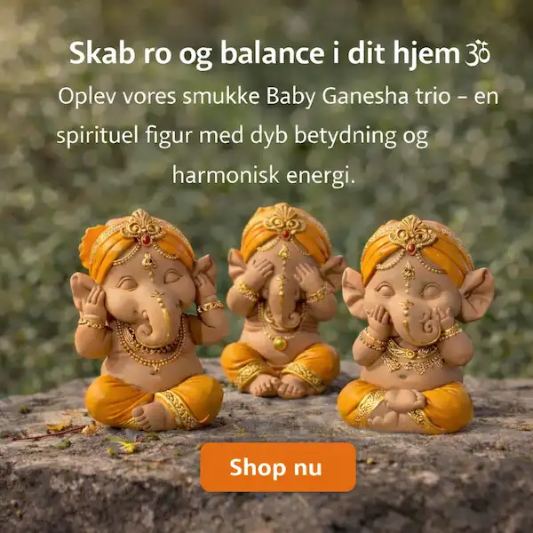 Baby Ganesha trio figur til hjemmet � spirituel dekoration med den indiske elefantgud