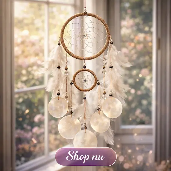Drømmefanger med capiz skaller og fjer – smuk og spirituel indretning