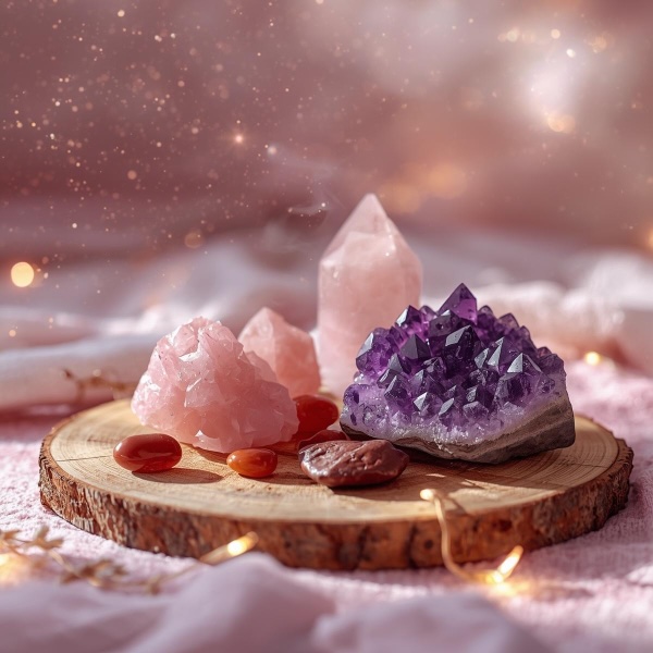 Krystaller der ligger p en tynd trskive