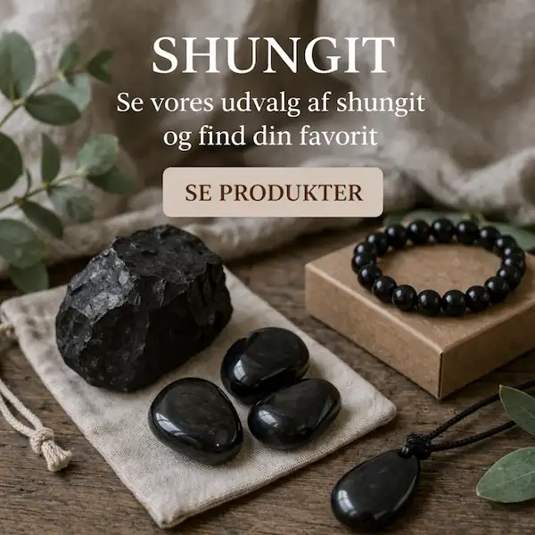 Viden om shungit produkter med armb&aring;nd, vedh&aelig;ng og r&aring; sten