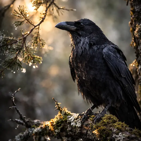 Ravn i skoven som symbol p� mystik, transformation og spirituel visdom