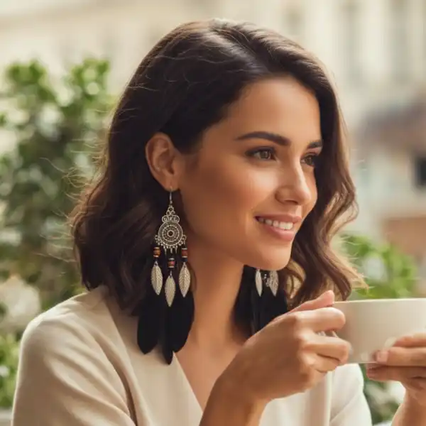 Model der fremviser spirituelle reringe med sorte fjer