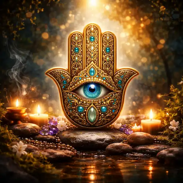 hamsa h�nd med �je beskyttelse symbol spirituel energi nazar betydning