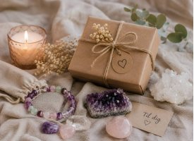 Gaveid�er med krystaller, lys og spirituelle produkter i varm og sanselig stemning.