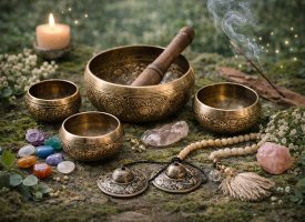 Klangsk�le og tingsha klokker til meditation og lydhealing i naturmilj�