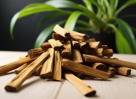 palo santo tr der ligger i en bunke p et bord