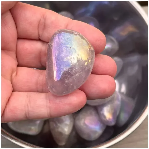 Amethyst Aura Quartz (Ametyst Aura Kvarts) 3�4 cm � iriserende krystal til energi og meditation
