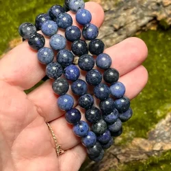 Dumortierit krystalarmbnd 8mm  Bl krystal til fokus, ro og struktur  16-17,5 cm