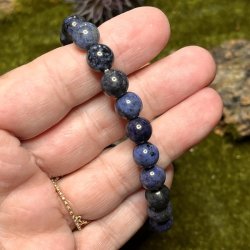 Dumortierit krystalarmbnd 8mm  Bl krystal til fokus, ro og struktur  16-17,5 cm