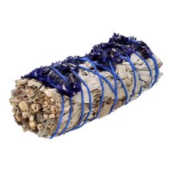 Hvid Salvie Smudge Stick 10-11 cm med Bl Sinuata til Energi og Rensning