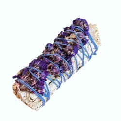 Hvid Salvie Smudge Stick 10-11 cm med Bl Sinuata til Energi og Rensning