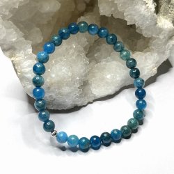 Krystal armbnd | Bl apatit | forslvet charm | Ml 17 - 20 cm