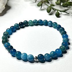 Krystal armbnd | Bl apatit | forslvet charm | Ml 17 - 20 cm