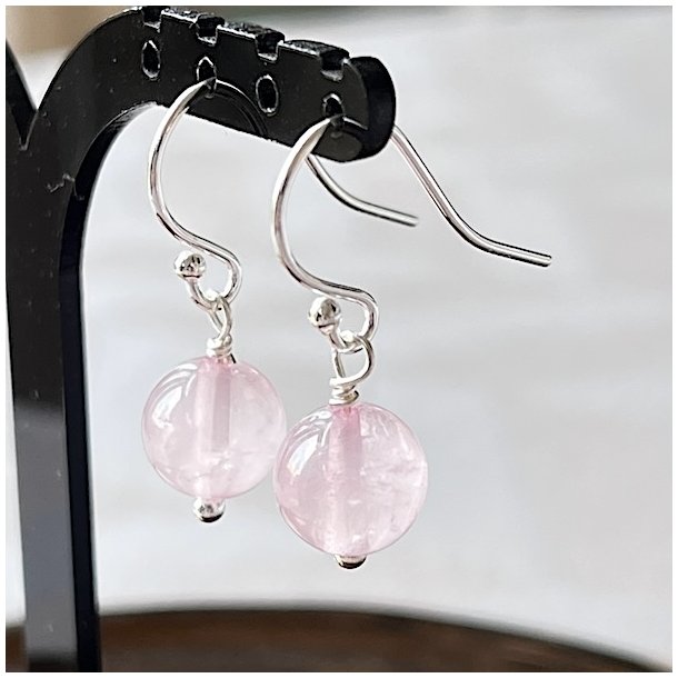 Rosenkvarts reringe i sterling slv | lngde 2,5 cm