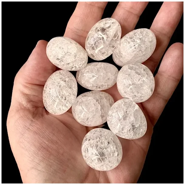 Fire &amp; Ice | ovale | Krakkeleret bjergkrystal | Ml ca.2,5 - 3  cm