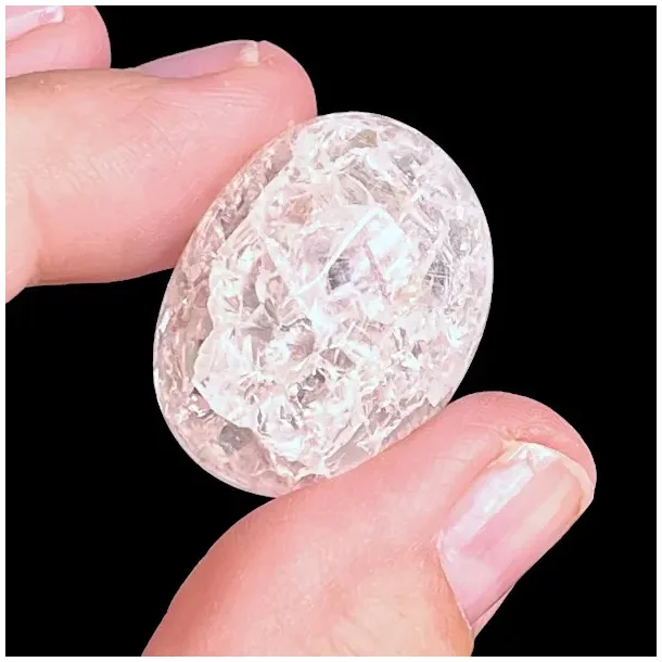 Fire &amp; Ice | ovale | Krakkeleret bjergkrystal | Ml ca.2,5 - 3  cm