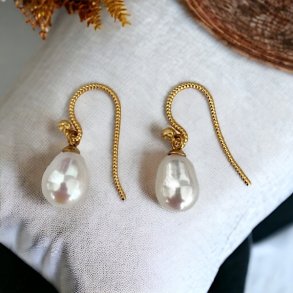 Forgyldte reringe m. gte 10 mm. ferskvandsperler | Ml 2,3 cm