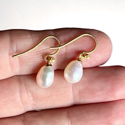 Forgyldte reringe m. gte 10 mm. ferskvandsperler | Ml 2,3 cm