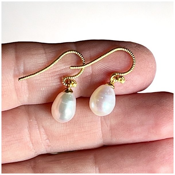 Forgyldte reringe m. gte 10 mm. ferskvandsperler | Ml 2,3 cm