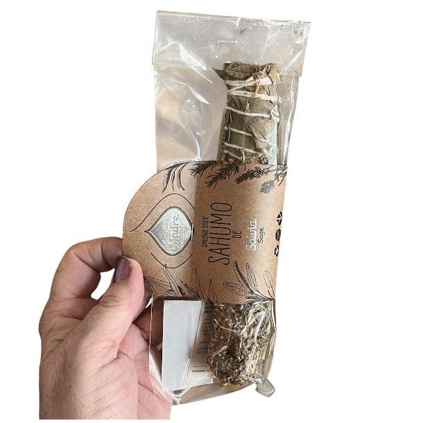 Hvid Sahumo Smudge Stick med urter og Hvid Salvie � Naturlig Rensning og Positiv Energi