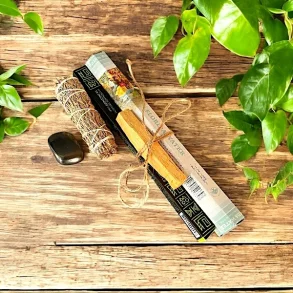 Smudgekit til renselse og beskyttelse med salvie, shungit og hellig rgelse