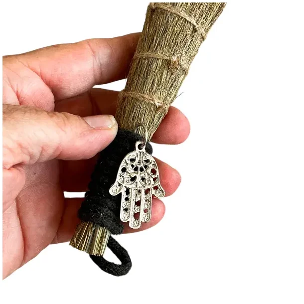 Smudging-kost med Hamsahnd, Naturmaterialer  Ca. 20 cm til Renselse