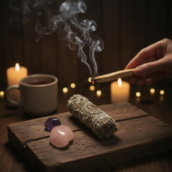Aftenro Ritual Kit � Palo Santo, Bl� Salvie &amp; Krystaller til Stille �jeblikke