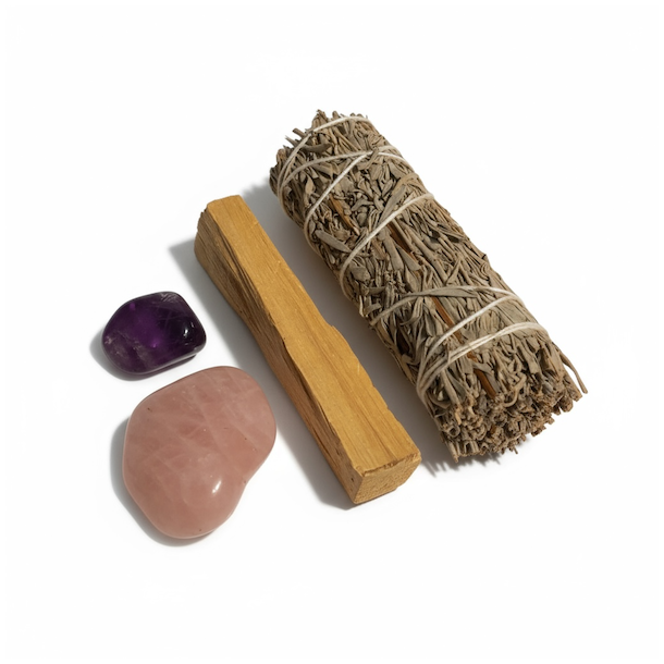 Aftenro Ritual Kit  Palo Santo, Bl Salvie &amp; Krystaller til Stille jeblikke