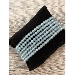 Elastisk akvamarin krystalarmbnd 4 mm  passer til hndled 16,5-18,5 cm