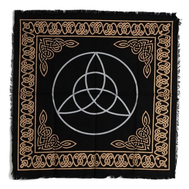 Smuk alterdug 65x65 cm med keltiske knuder i guld og s�lv