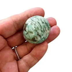 Runde Amazonit lommesten 2,5-3 cm  poleret grn krystal til ro, balance, beskyttelse og energi