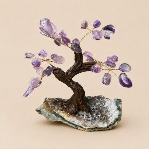 H�ndlavet unikt ametyst krystaltr� p� ametyst geode (5)