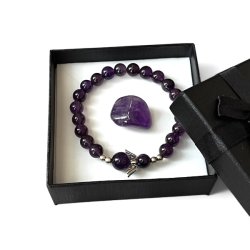 Gavest med Ametyst Armbnd, Skytsengel og Lommesten  Ml 16,5-18 cm
