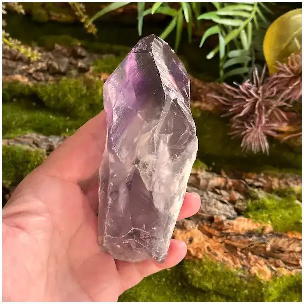 Smuk r ametyst krystalspids 11,7 x 4,5 cm til energi, healing og dekoration