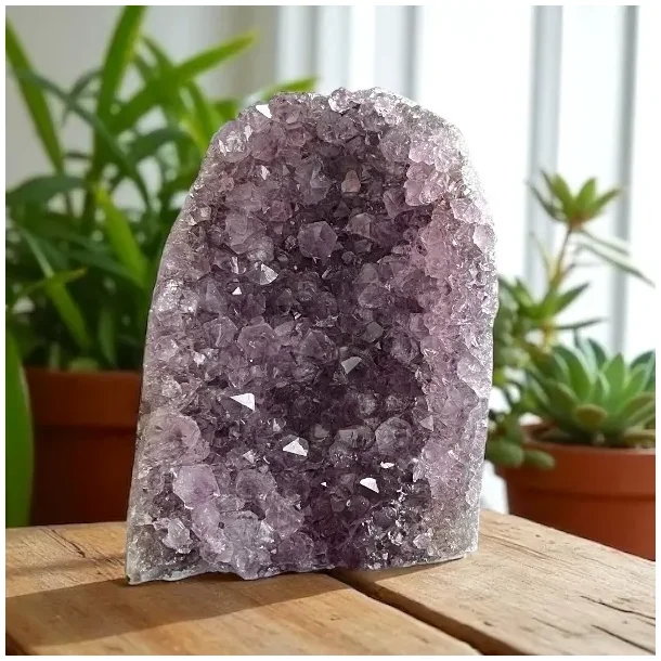 Smuk og unik druzy ametystklynge  827 g r krystal fra Uruguay 10,7 x 8 cm