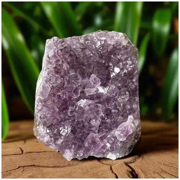 Smuk og unik druzy ametystklynge � 584 g r� krystal fra Uruguay 8 x 7,5 cm