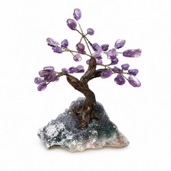 H�ndlavet ametyst krystaltr� p� sort ametystbase (4)