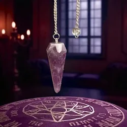 Ametyst pendul med bjergkrystalkugle og slvkde 21x3,8x2 cm  spirituelt vrktj