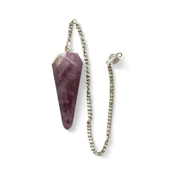 Ametyst pendul med bjergkrystalkugle og slvkde 21x3,8x2 cm  spirituelt vrktj