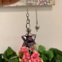 ametyst pendul med merkaba stjerne i smuk udsk�ring til ro og energi