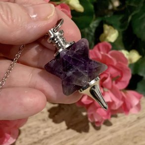 Ametyst penduler med merkaba stjerne, M�l 24 x 2 x 2 cm