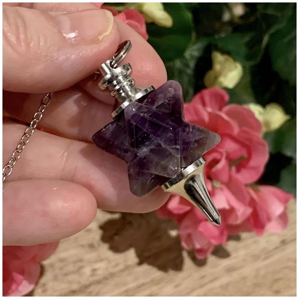 ametyst pendul med merkaba stjerne til intuition, ro og spirituel indsigt
