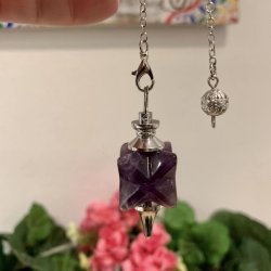 Ametyst penduler med merkaba stjerne, Ml 24 x 2 x 2 cm