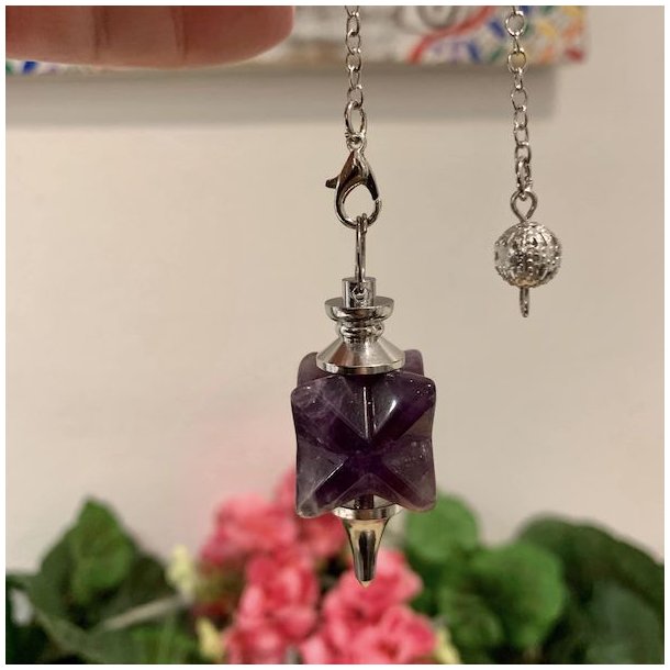 Ametyst penduler med merkaba stjerne, Ml 24 x 2 x 2 cm