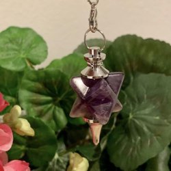 ametyst pendul med merkaba stjerne til healing, balance og indre klarhed