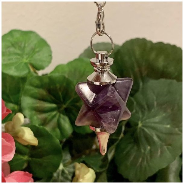 Ametyst penduler med merkaba stjerne, Ml 24 x 2 x 2 cm