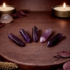 Ametyst Dobbelttermineret 3 x 1 cm � ro, beskyttelse og spirituel klarhed