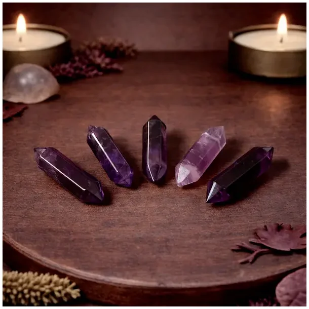 Ametyst Dobbelttermineret 3 x 1 cm � ro, beskyttelse og spirituel klarhed