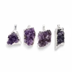 Smukke nikkelfri druzy ametyst vedh�ng � Ca. 2,5 cm