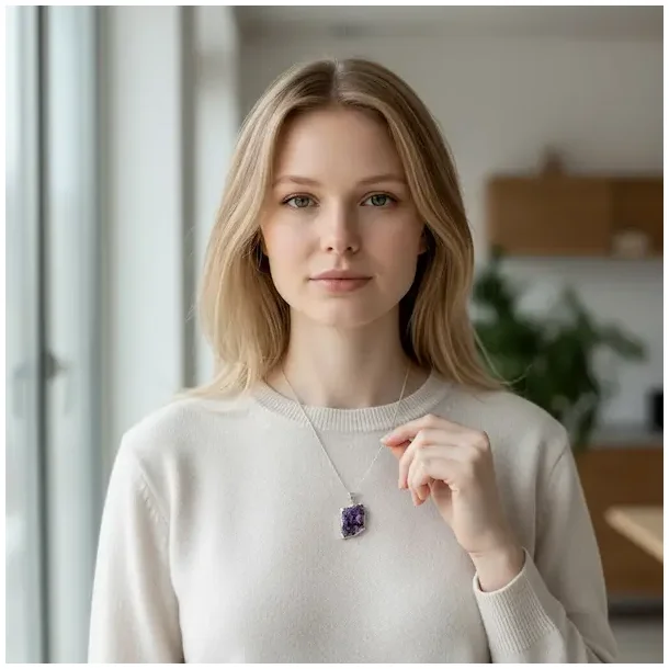 Smukke nikkelfri druzy ametyst vedhng  Ca. 2,5 cm